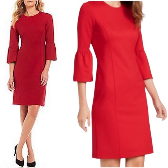 J. McLaughlin Red Long Sleeve Dress - Picture 1 of 16
